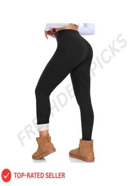 Fleece Lined Leggings High Waist Tummy Control Thermal Winter Pants